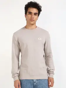 Calvin Klein Jeans Men Self Design Round Neck Cotton T-shirt