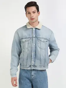 Calvin Klein Jeans Men Washed Denim Jacket with Embroidered