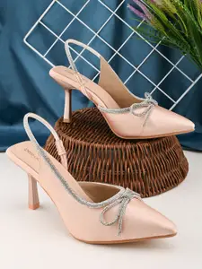 pelle albero Women Velvet Embellished Stiletto Sandals