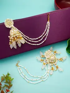 aadita Gold-Plated Beaded Dome Shaped Jhumkas