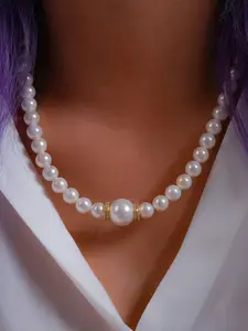 TOTAPARI High Tea Gold Plated Pearls Studded Necklace