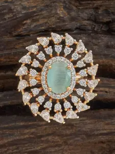 Kushal's Fashion Jewellery Embellished Bridal Rhodium-Plated & CZ-Studded Finger Ring