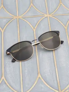 Ted Smith Unisex Blue-Green Polarised Lens Clubmaster Sunglasses