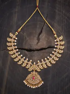 Kushal's Fashion Jewellery Embellished Bridal 92.5 Silver Gold-Plated Stone Necklace