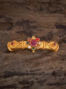 Kushal's Fashion Jewellery Embellished Bridal 92.5 Silver Gold-Plated Stone-Studded Bangle