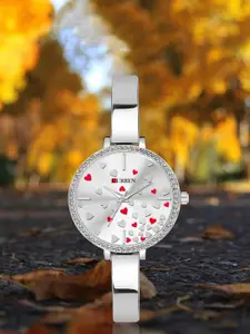 Curren Women Brass Embellished Dial & Stainless Steel Analogue Watch CR-1842-S-H-Red-W