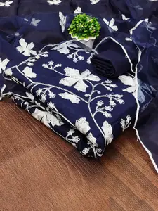 APNISHA Floral Embroidered Thread Work Organza Unstitched Dress Material