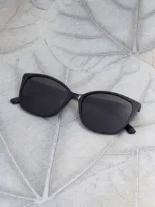Ted Smith Women Aesthetic Black Cateye Sunglasses with Polarised and UV Protected Lens