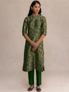 BAESD Floral Printed Keyhole Neck Straight Kurta