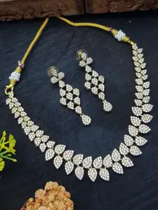 GRIIHAM Gold-Plated Cubic Zirconia-Studded Necklace and Earrings