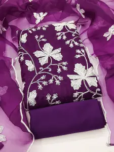 APNISHA Floral Embroidered Organza Unstitched Dress Material