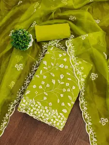 APNISHA Floral Embroidered Thread Work Organza Unstitched Dress Material