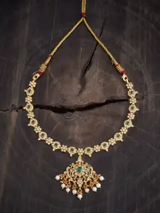 Kushal's Fashion Jewellery Embellished Bridal 92.5 Silver Gold-Plated Stone Necklace