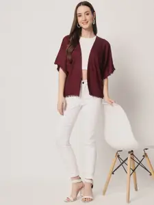 BAESD Tasselled Pom Pom Open Front Shrug