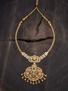 Kushal's Fashion Jewellery Embellished Bridal 92.5 Silver Gold-Plated Stone Necklace