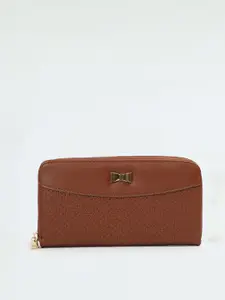 max Women Textured PU Zip Around Wallet