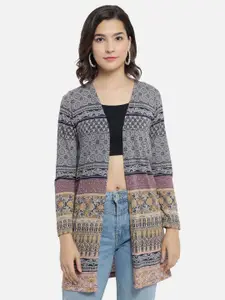 BAESD Ethnic Printed Longline Cotton Open Front Shrug