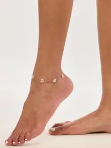 WHITE LIES Gold-Plated Artificial Beads Anklet