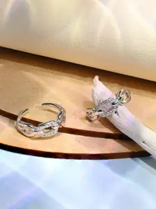 TOUCH925 Pure Silver Stone Interlocking Toe Ring