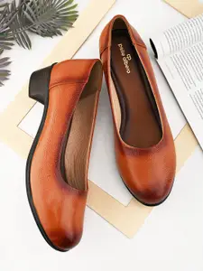 pelle albero Women Leather Work Block Pumps