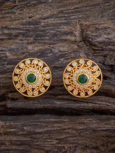Kushal's Fashion Jewellery 92.5 Pure Silver Gold-Plated Zircon Studded Floral Temple Studs