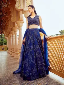Alaya Advani Embroidered Sequinned Ready to Wear Net Lehenga & Blouse with Dupatta