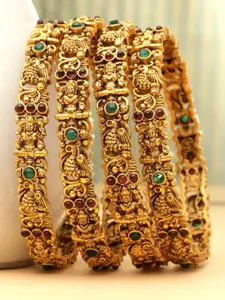 PANASH Set Of 4 24 CT Gold-Plated Handcrafted Antique Bangles