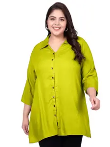 Indietoga Women Plus Size Classic Spread Collar Solid Oversized Casual Shirt