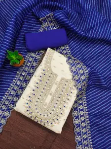 APNISHA Floral Zari Embroidered Unstitched Dress Material