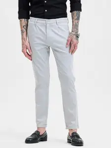Snitch Men Smart Slim Fit Pleated Mid-Rise Trousers
