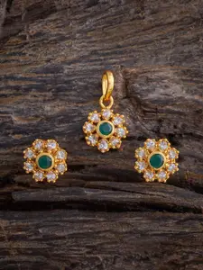 Kushal's Fashion Jewellery Embellished Bridal 92.5 Silver CZ Stone Pendant Set