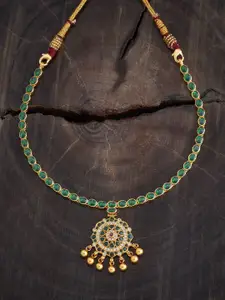 Kushal's Fashion Jewellery Embellished Bridal 92.5 Pure Silver Gold-Plated Temple Necklace