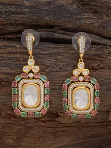 Kushal's Fashion Jewellery Embellished Bridal Kundan Studded Contemporary Drop Earrings