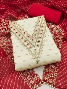 APNISHA Floral Embroidered Beads and Stones Unstitched Dress Material