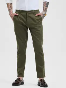 Snitch Men Smart Slim Fit Mid-Rise Formal Trousers