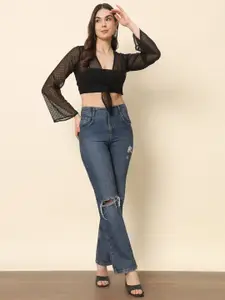 BAESD Croped Sheer Tie-Up Shrug