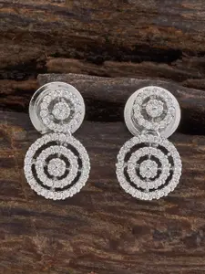 Kushal's Fashion Jewellery Rhodium-Plated Circular Drop Earrings