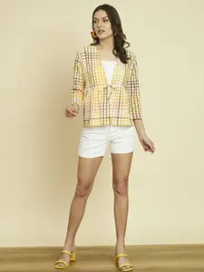 BAESD Checked Tie-Up Shrug