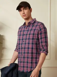 WROGN Men Comfort Spread Collar Tartan Checked Cotton Casual Shirt