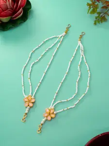 aadita Gold-Plated Kundan and Pearl Earrings Chain