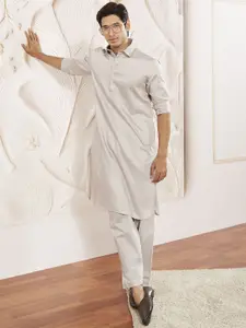 VASTRAMAY Shirt Collar Pathani Kurta With Pyjamas