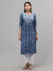 Vismay Women Floral Printed With Embroidered Details Straight Kurta