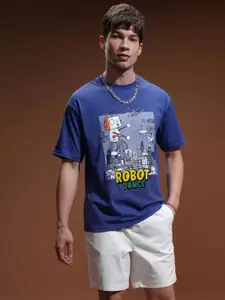 HIGHLANDER Men Graphic Printed Round Neck Cotton Relaxed Fit T-shirt