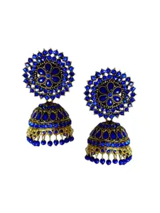 JMBW INTERNATIONAL Gold-Plated Stone Studded Dome Shaped Jhumkas