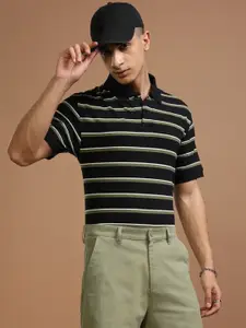 HIGHLANDER Men Striped Polo Collar Relaxed Fit T-shirt