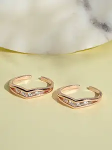 TOUCH925 Pure Silver Rose Gold Plated Toe Rings