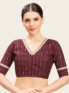 Studio Shringaar V-Neck Gold Foil Print Saree Blouse