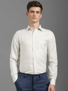 Louis Philippe Men Classic Spread Collar Micro Checked Cotton Formal Shirt