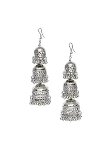 JMBW INTERNATIONAL Set Of 4 Silver-Plated Contemporary Beaded Oxidised Drop Earrings