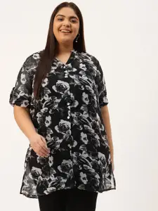 theRebelinme Women Relaxed Mandarin Collar Solid Relaxed Fit Casual Shirt